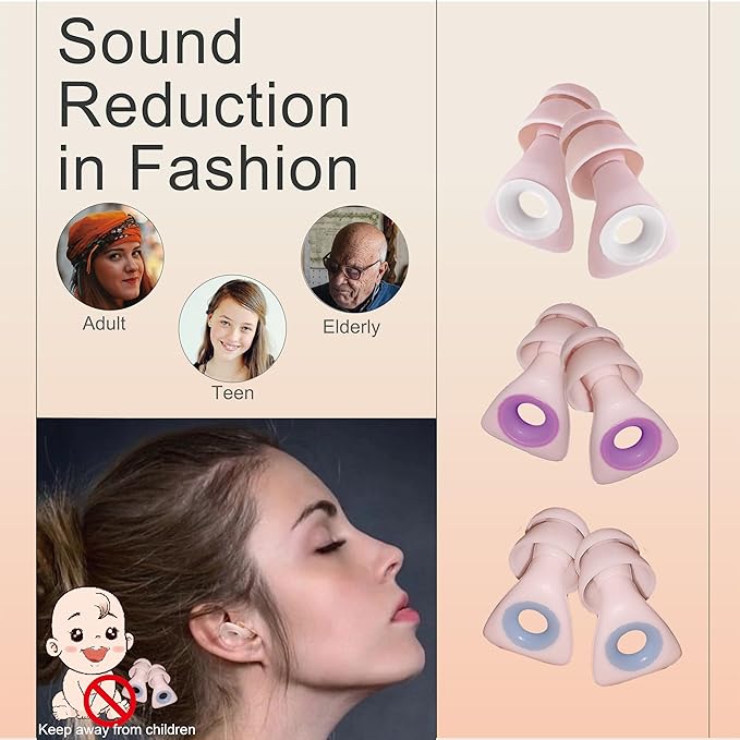 Elate Silicone Ear Plugs for Sleeping, 27dB Noise Reduction Reusable Earplugs, Soft Comfortable Ear Plugs for Snoring, Travel, Study, Concert, Swimming with Case - Pink