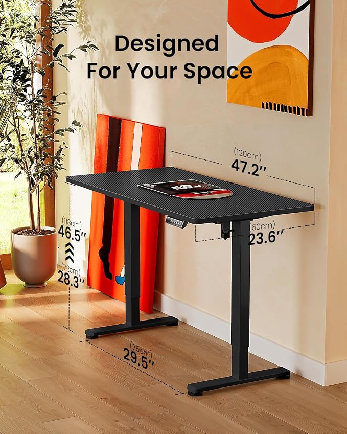 ErGear Height Adjustable Electric Standing Desk, 48 x 24 Inches Sit Stand up Desk, Memory Computer Home Office Desk, Carbon Fiber Black