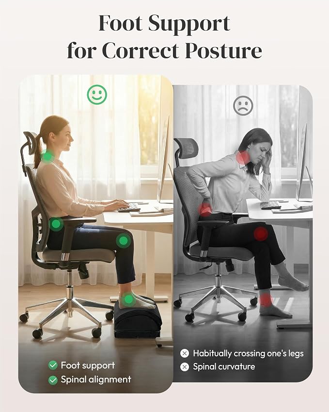 Heycool Heated Foot Rest Under Desk with Vibration Massage, Office Stool | Memory Foam Desk Foot Stool, Ergonomic Foot Rest for Pain Relief, Non-Slip Office Footrest with 3 Heat Levels & Timer