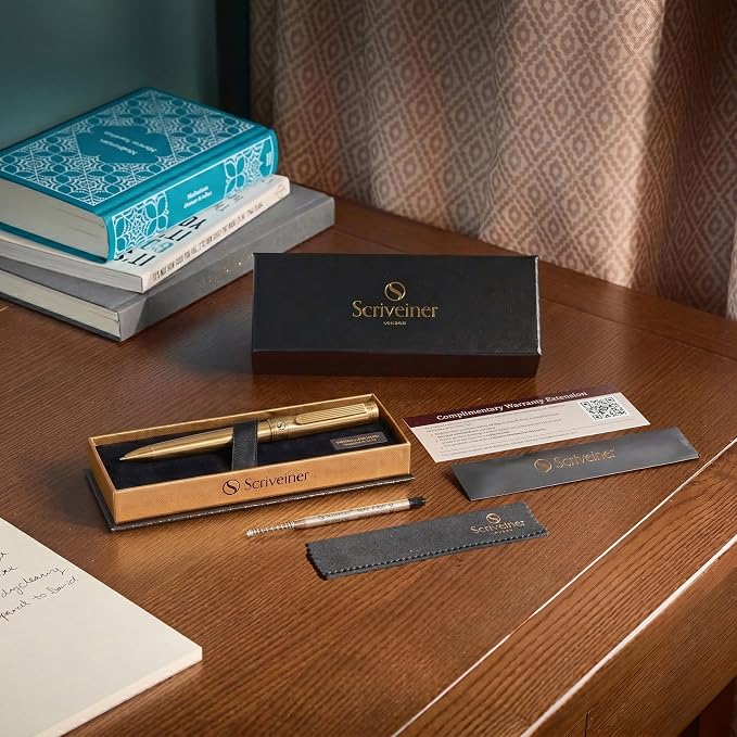 Scriveiner Bronze Ballpoint Pen - Stunning Luxury Pen, Schmidt Black Refill, Best Ball Pen Gift Set for Men & Women, Professional Executive Office, Nice Fancy Designer Pens