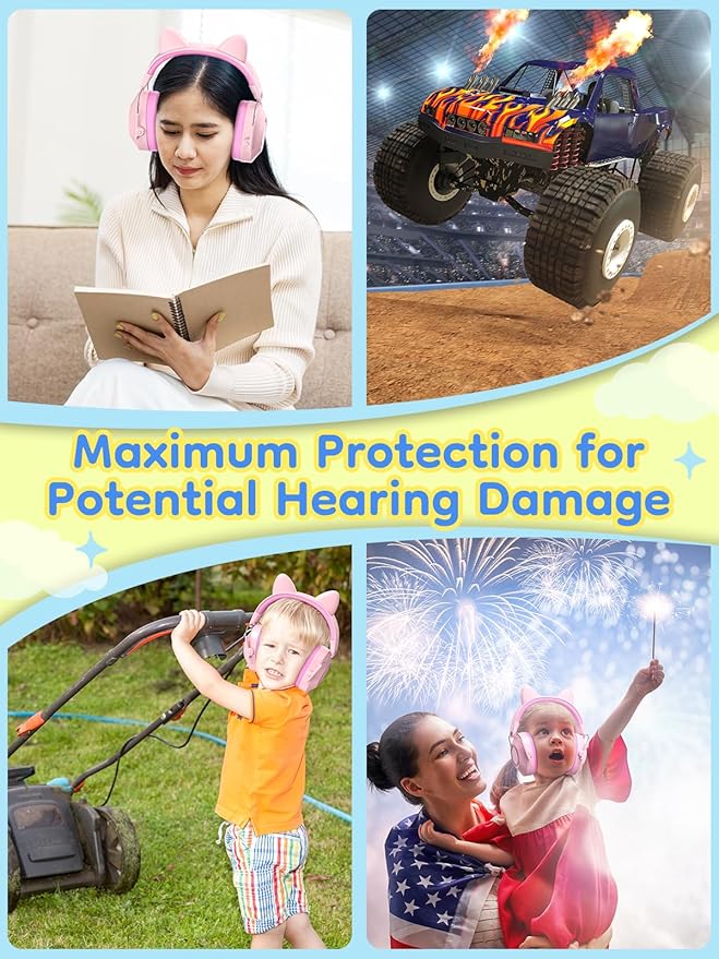 Ear Muffs for Noise Reduction: 32SNR Noise Cancelling Headphones for Kids Toddlers, Kids Ear Protection for Austism Sensory Fireworks Concerts Focus Cute Xmas Gifts for Girls