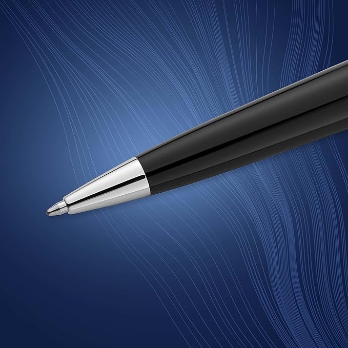 Waterman Expert Ballpoint Pen, Gloss Black with Chrome Trim, Medium Tip, Blue Ink, Luxury Pen in Gift Box - Supreme Writing Comfort, Signature Style, Polished, Professional