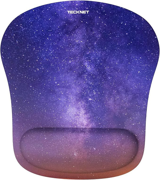 TECKNET Ergonomic Mouse Pad with Wrist Support | Soft Memory Foam, Fast Rebound, Pain Relief，Waterproof Surface, Non-slip Base