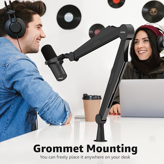 IXTECH Microphone Boom Arm Adjustable Stick Mic Arm Stand with Desk Mount Clamp Overhead 360° Rotatable Microphone Stand with Cable Management for Podcast Streaming Gaming Studio CAPTAIN Model