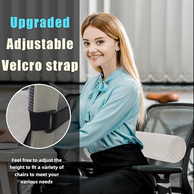 Coeyese Lumbar Roll Pillow for Lower Back Support, Cream, Short-11 * 4.3'' | Removable Pillowcase, Upgraded Adjustable Strap, Suitable for Office, Chair, Car, Seat Pain Relief & Improving Posture