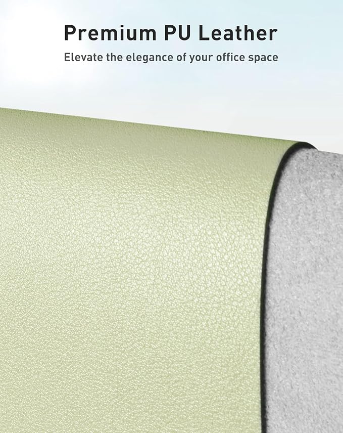 Aothia Faux Leather Desk Mat - Large Mouse Pad, Non-Slip PU Leather Blotter, Waterproof Writing Surface for Office and Home (Grass Green, 42" x 17")