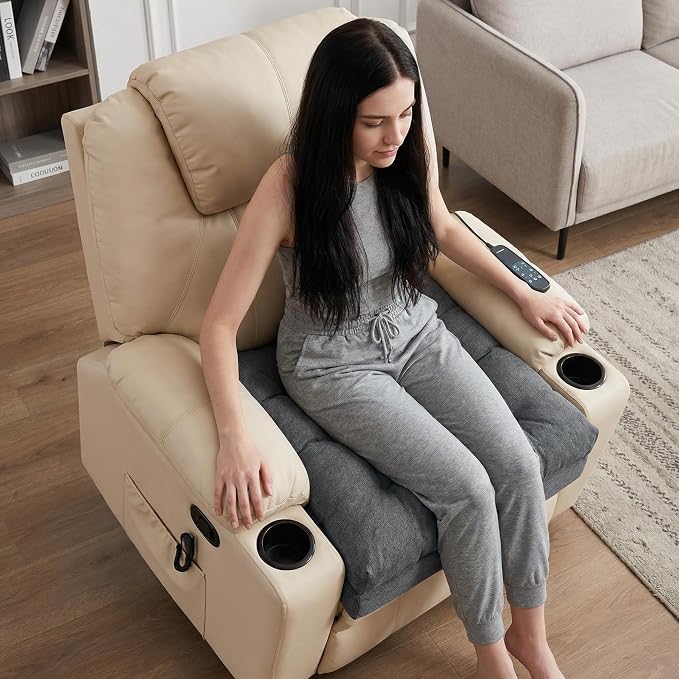baibu Large Memory Foam Recliner Cushions with Lumbar Support Pillow for Elderly, 20x20x5 Inch Thick Dual-Layer Patent Design Non-Slip Recliner Seat Cushion for Reduce Hip & Lumbar Pain, Dark Grey