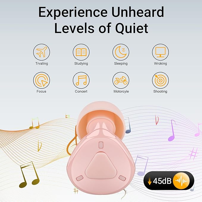 Ear Plugs for Sleeping Noise Cancelling, Adjustable Passive Earplugs for Concerts & Festivals,Reusable Hearing Protection for Sleep,Work,Focus,Travel, Pink