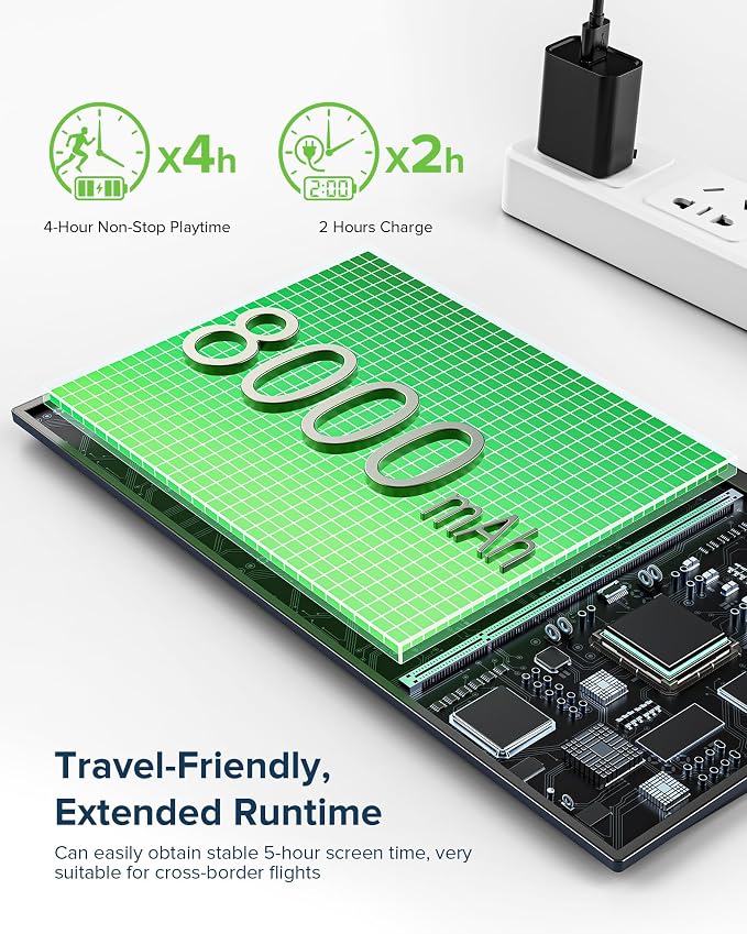 Portable Monitor Touchscreen with Battery 8000mAh, 15.6” 125% sRGB Ultra-Slim 10-Point Touch Screen Monitor, USB-C & MINI HDMI, VESA & Stand, Travel Second Screen for Laptop, Computer, Game Consoles