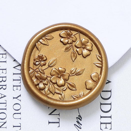UNIQOOO Wax Seal Stickers - 3D Begonia Wedding Invitation Envelope Botanical Seal Stickers, 50 Pcs Self- Adhesive Antique Gold Stickers, Perfect for Invitation, Christmas, Gift Wrapping, Party