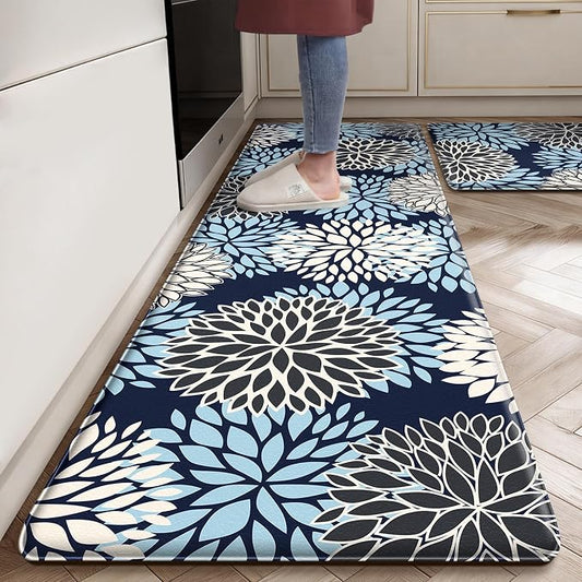 Cushioned Anti-Fatigue Kitchen Mats for Floor – Non-Slip Waterproof Memory Foam Runner, Extra Wide & Long, Comfortable Standing Mat for Kitchen, Sink, Office, Laundry, Navy Blue