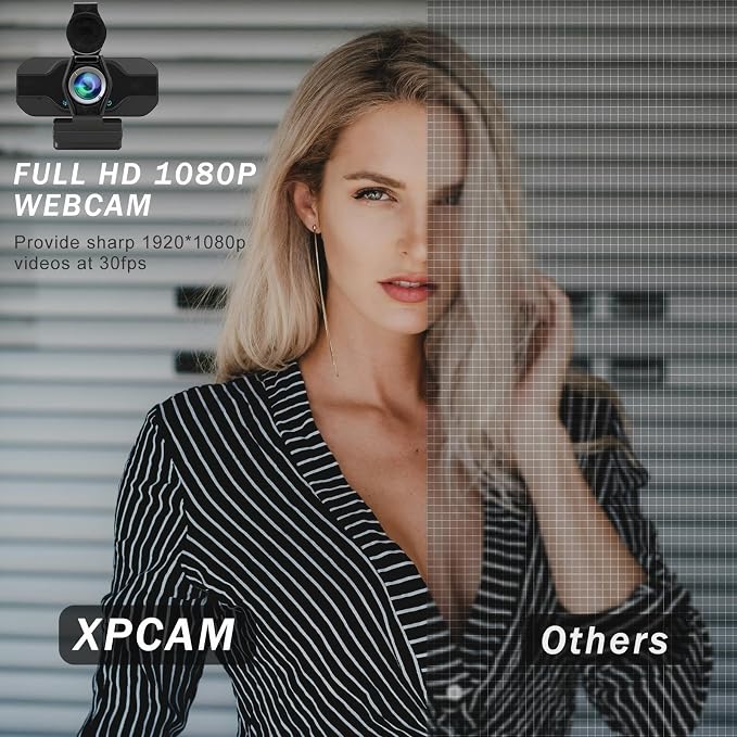 XPCAM USB C Webcam for PC/Laptop/Desktop Computer Camera with Microphone | Plug & Play USB Webcam with Tripod/Cover, Auto Light Correction, Fixed Focus,Web camera for Zoom Conference/Twitch Streaming