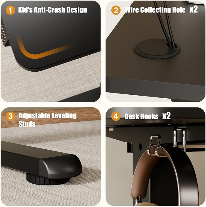 63"x24" Standing Desk, Height Adjustable Sit-Stand Home Office, Black | Electric Adjustable Standing Desk, Sit to Stand Computer Office Desk with Splice Board, Memory Preset, Lifts 28.7''-46.5"