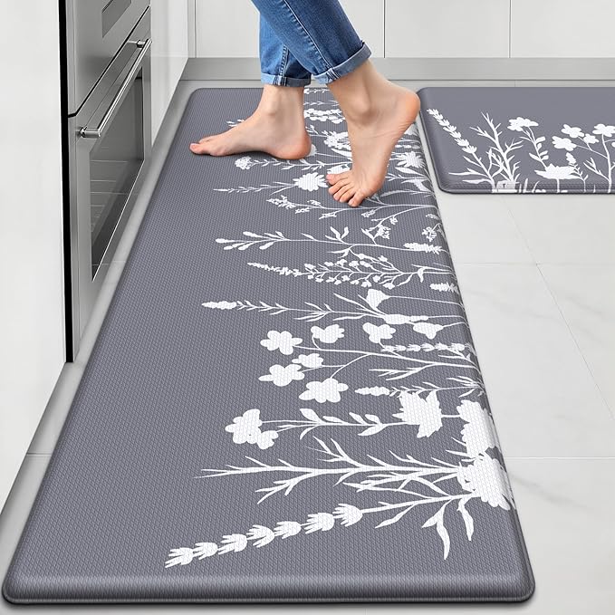 Kitchen Mats for Floor, Kitchen Rugs Sets of 2, Cushioned Anti Fatigue Mats for Kitchen Floor, Non-Slip Kitchen Decor, Water Resistant Kitchen Rug for Home, Kitchen, 17.3"x30"+17.3"x59"