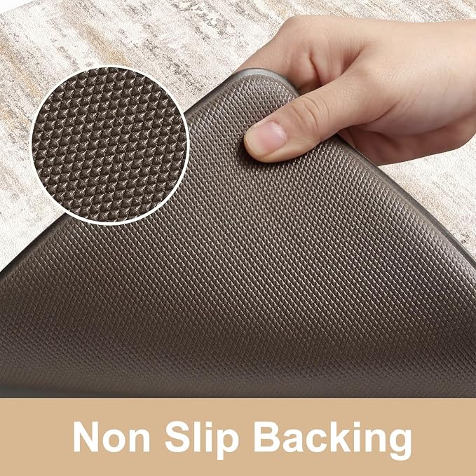 KIMODE Kitchen Mats Cushioned Anti Fatigue, Abstract Farmhouse Kitchen Rugs Sets of 2, Non Slip Kitchen Mats for Floor, Padded Kitchen Floor Mat for Sink Laundry Office Light Brown Multi