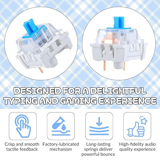 50 PCS Mechanical Keyboard Switches Keyboard Clicker 3 Pin Blue Switch Replacement Keyboards Keys