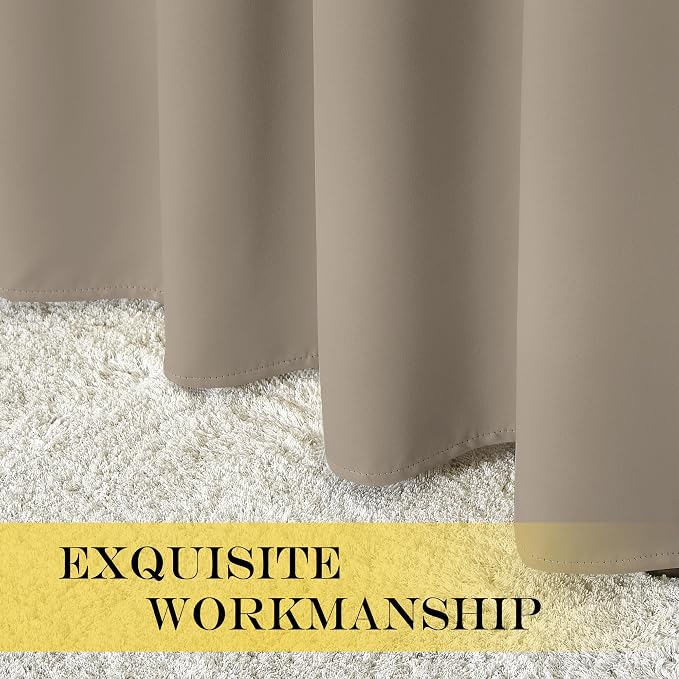 NICETOWN Blackout Curtain Drape 72 inch Long - Grommet Noise Reducing Thermal Insulated Modern Window Treatments for Bedroom Living Room (1 Panel, 52 x 72 Inch, Taupe)