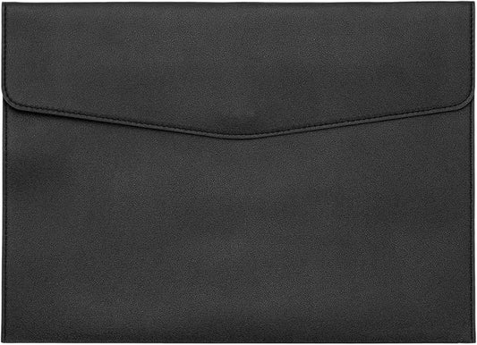 PATIKIL PU Leather A4 File Folder, Document Holder Filing Organizer Portfolio Envelope Folder Case with Snap Closure for Letter Receipt Style 2, Black