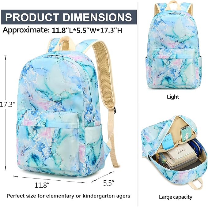 LEDAOU Backpack for Girls School Bag Kids Bookbag Teen Backpack Set Daypack with Lunch Bag and Pencil Case | Kids