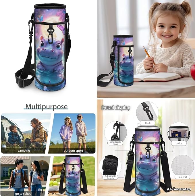 Doojoayie Girls Backpack Set Ages 4-6 6-8 8-10 Hippo Backpack for Kids Large Capacity & Heavy Duty Bookbag for Teen Girls 2025 Trendy School Bags for Preschool Primary Student