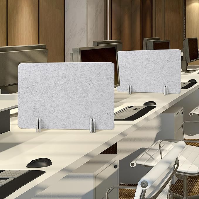 Desk Privacy Panel Set, Desk Partition Cubicle Wall Freestanding Noise-Reduction Panels Room Divider, Soundproof Partition with Support Feet for Office or Home Use (Light Grey, 40 * 60 cm)