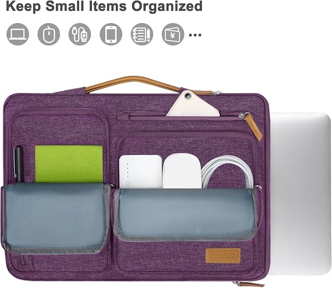 MOSISO 360 Protective Laptop Case 13.3 inch, 13-13.3 inch Laptop Sleeve Compatible with MacBook Air/Pro 13 / Pro 14,HP Dell Acer ASUS,Side Open Carrying Case with 4 Zipper Pockets&Handle,Argyle Purple
