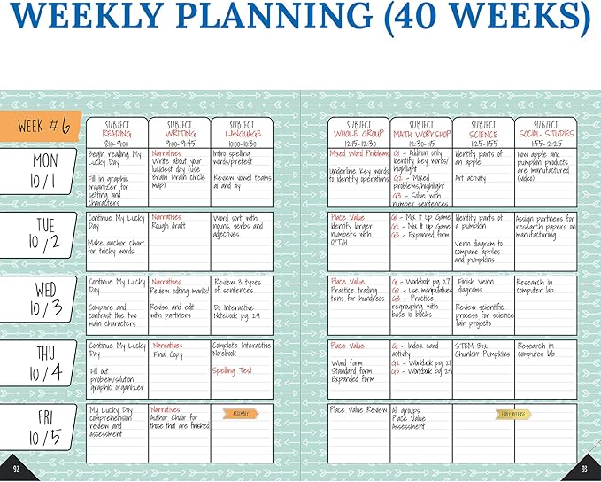 Carson Dellosa Aim High Teacher Planner 2026-2027, Undated 8" x 11" Lesson Plan Book With Stickers, Class Schedule and Weekly Calendar School Supplies, Classroom Must Haves and Homeschool Essentials