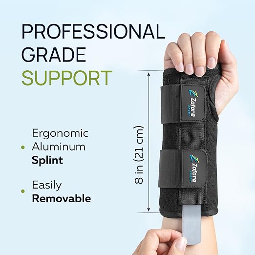 Carpal Tunnel Wrist Brace Night Support and Metal Splint Stabilizer [Single] - Helps Relieve Tendinitis Arthritis Carpal Tunnel Syndrome Pain - Reduces Recovery Time for Men Women - Right (S/M)