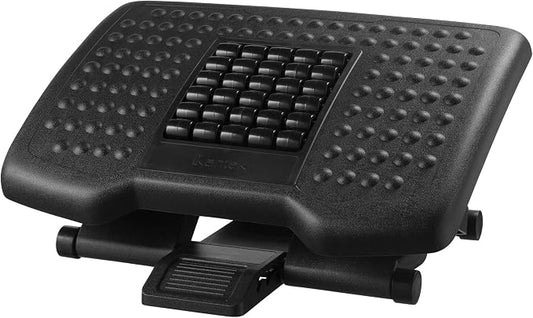 Kantek Premium Ergonomic Height Adjustable Under Desk Footrest, 3 Height Setting, Foot Adjustable Tilt Angle, Supports Feet/Legs, Black