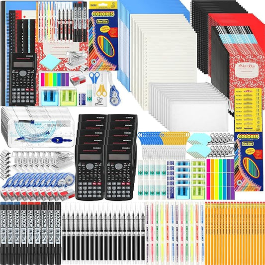 Gilprop 10 Sets High School Supplies Kit Back to School Supplies College Bundle Essential Stuff Bulk Stapler Notebook Calculator Backpack Bag Set for Senior Student Teen Classroom