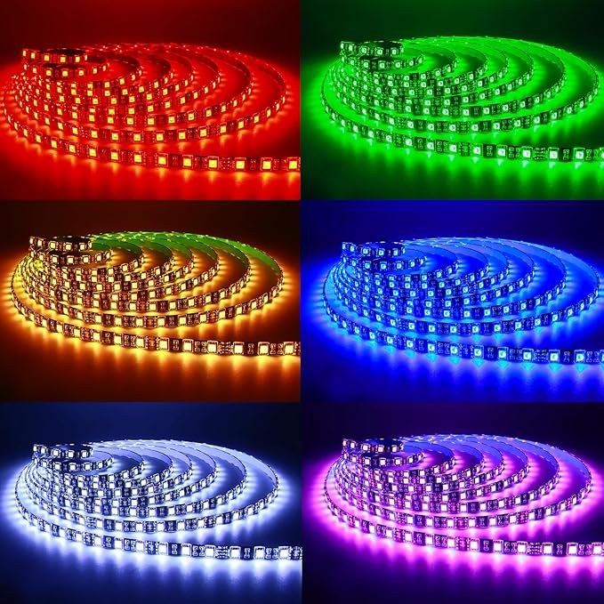 5M Black PCB 5050 RGB LED Strip Waterproof IP65 300 SMD Black PCB Board DC 12V Flexible Light