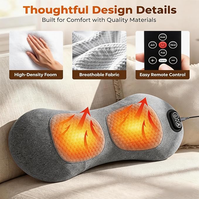 PakWizz 2026 Upgraded 4-in-1 Lumbar Support Pillow with Remote Control | Triple Fusion Back Massager with Heat, Vibration & Stretching, Portable Electric Lumbar Pillow for Home, Office, Travel & Car