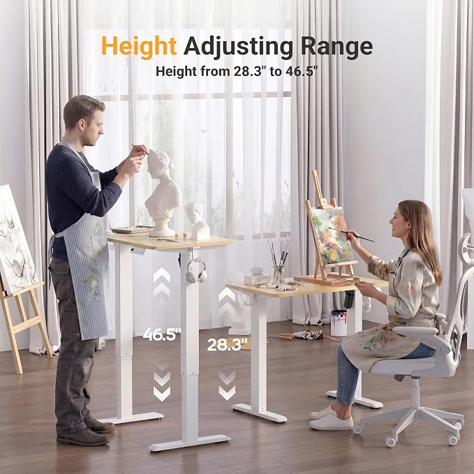 YDN Electric Standing Desk, 35x20 Inch, Nature | 3 Memory Presets, Cable Management, Adjustable Height, Sit Stand, Space-Saving, Computer Workstation, Home Office