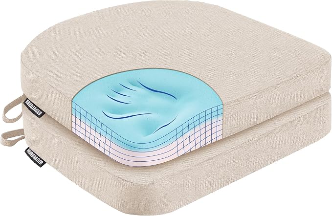 Nordjager Chair Cushions for Dining Chairs, 2 Pack Memory Foam Cushion | 2.5" Thick Chair Cushion; Waterproo Surface with 17" x 16" Size for Kitchen & Dining Chairs, Secure Ties and Washable Cover.