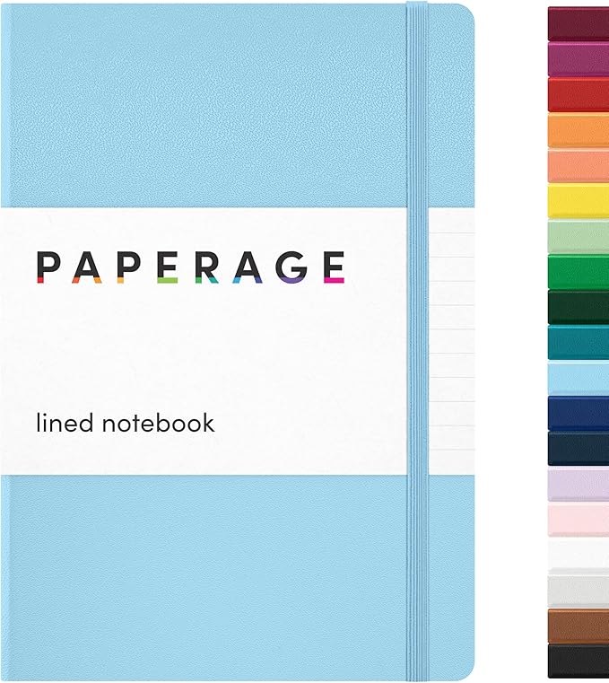 PAPERAGE Lined Journal Notebook, Hardcover Journal for Women & Men, 160 Pages, (5.6 in x 8 in), College Ruled Journaling Notebook for Work, School Supplies & Note Taking, (Light Blue)