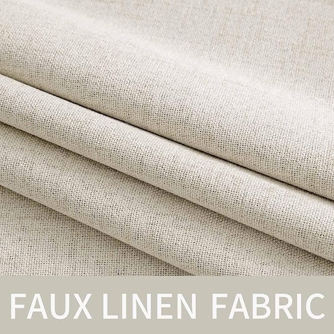 MIULEE Linen Texture Curtains for Bedroom Solid 100% Blackout Thermal Insulated Linen Beige Curtains Grommet Room Darkening Drapes for Living Room 52x63 Inch (2 Panels)