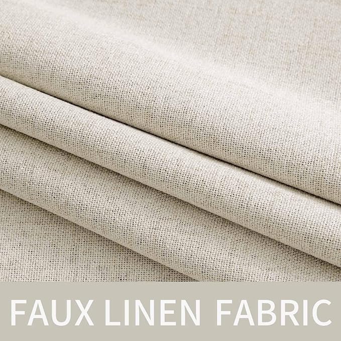 MIULEE Linen Texture Curtains for Bedroom Solid 100% Blackout Thermal Insulated Linen Beige Curtains Grommet Room Darkening Drapes for Living Room 52x72 Inch (2 Panels)