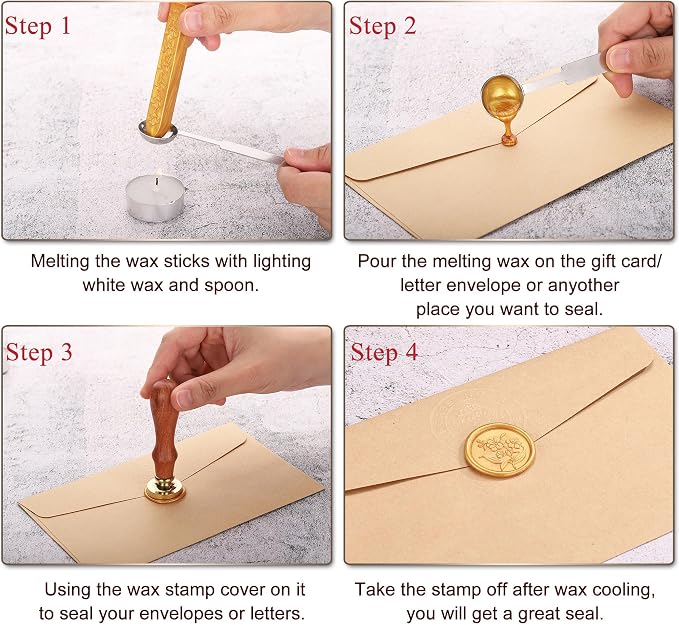 Yoption Orchid Flowers Wax Seal Stamp Kit with Sealing Wax Sticks and Gift Box for Wedding, Party Invitations, Christmas, Envelopes