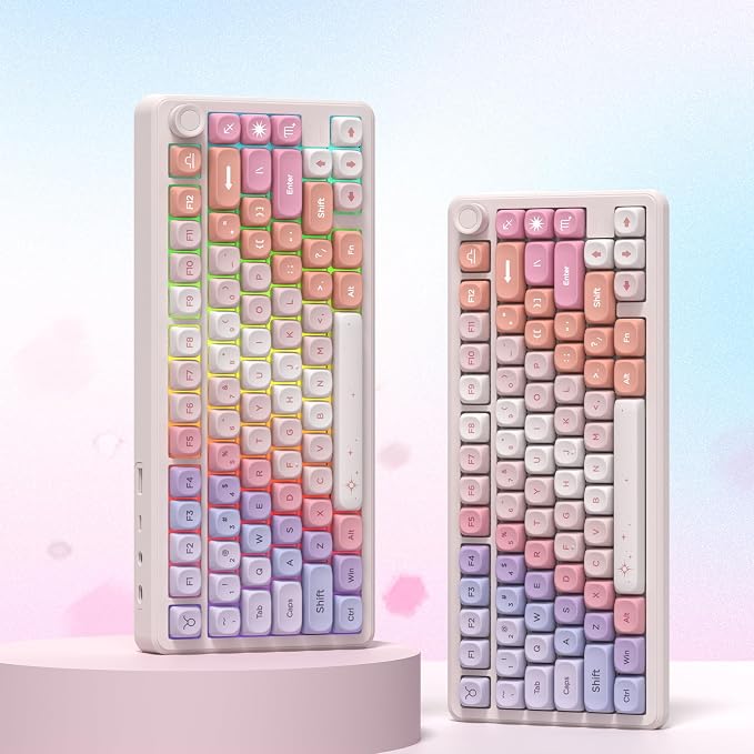 Keymatic PBT Keyboard Keycaps 126 Keys MOA Profile Cute Keycap Custom 60 65 75 100 Percent for Cherry MX, Outemu, Gateron Mechanical Keyboards(Only Keycap Set)