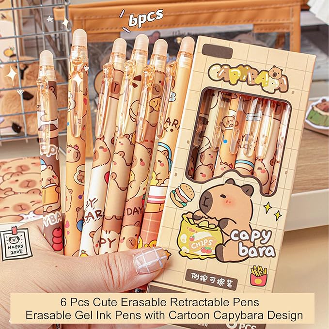 Cute Stationery Set for Girls, Capybara Stationery Set with Pencil Case, Kawaii School Supplies Kit with Pens Stickers Memo Notes, Aesthetic Desk Accessories, Back to School Gift for Kids Teens