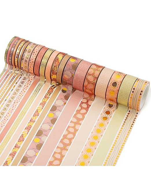 Mr. Pen- Washi Tape Set, 21 Rolls, Assorted Sizes, Boho Design | 5.5 Yards/Roll, Washi Tape for Scrapbook, Arts, Crafts, Journals and Planners
