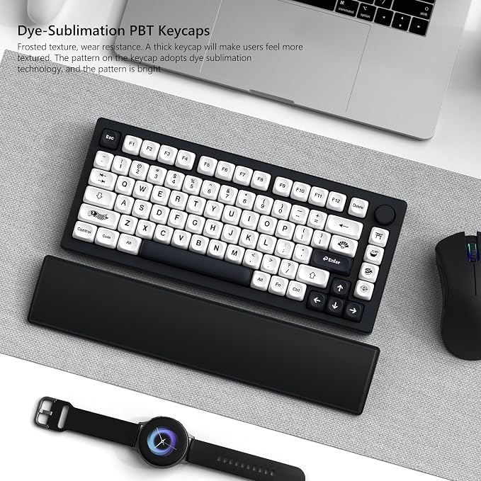 Womier Japanese MOA Keycaps, PBT Keyboard Keycaps for Mechanical Keyboard, Custom Cute White Key caps Dye-Sublimation for 60% 65% 75% 100% Percent Cherry MX - White and Black