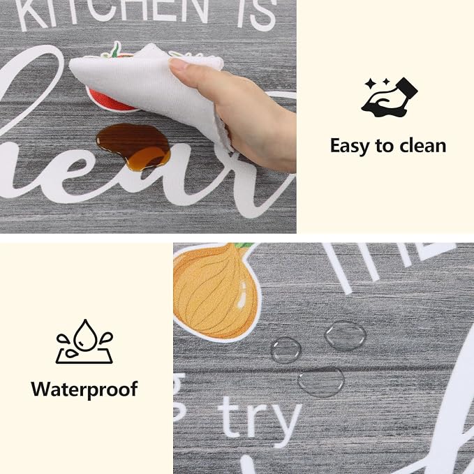 Yamaziot Anti Fatigue Kitchen Rug Set of 3, Non-Slip Cushioned Floor Mats | Waterproof, Stain Resistant, Farmhouse Cushioned Comfort Standing Desk Mat with Runner for Kitchen, Office, Sink, Laundry