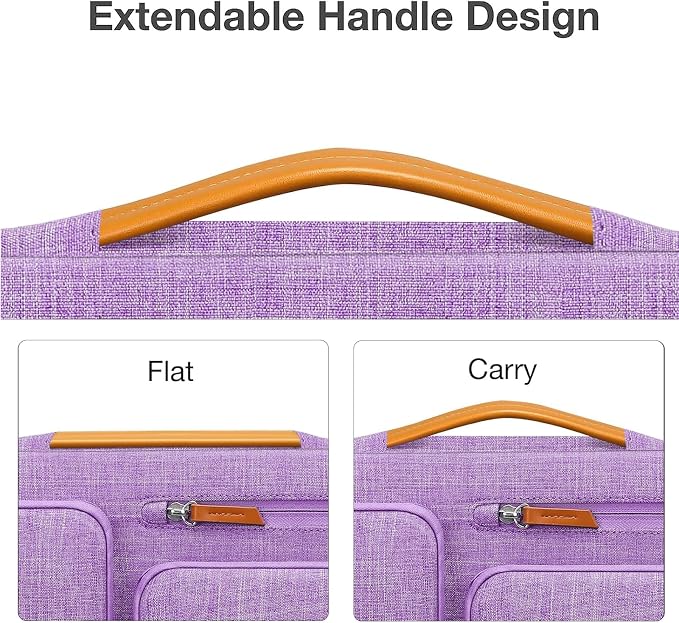 MOSISO 360 Protective Laptop Case 16 inch, 15-15.6 inch Laptop Sleeve Compatible with MacBook Pro 16, HP Acer Dell Lenovo ASUS, Side Open Carrying Case with 4 Zipper Pockets&Handle, Lilac