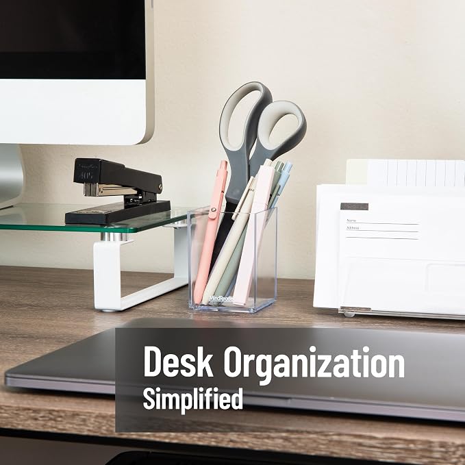 Mind Reader Pen Cup, Accessory Holder, Desktop Organization, Office, Acrylic, Clear