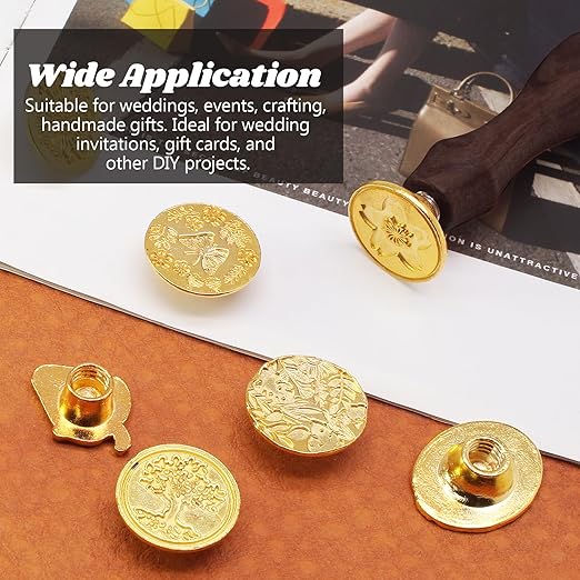 Wax Seal Stamp Kit, 10 Pcs Wax Seal Stamp Heads with a Wooden Handle for Wedding Invitations, DIY Crafts, Envelopes, Greeting Cards and Gift Decoration