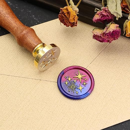 SWANGSA Star Wax Seal Stamp with 200pcs Sealing Wax Beads Kit, Great for Embellishment of Wedding Invitations, Wine Packages, Gift Wraps