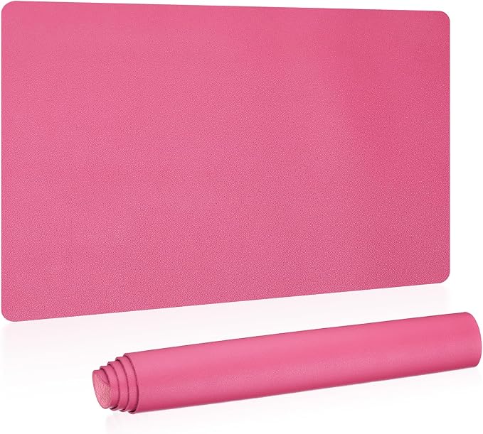 PATIKIL Desk Mat, 24"x13" Non-Slip Waterproof PU Leather Desk Pad Dual Sided for Office Home Work Study, Rose Red