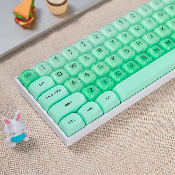 Guffercty kred HOA Profile Keycaps Set 132 PCS - PBT Cute Jelly Liquid Foundation Keycaps 60 Percent Compatible with Cherry MX Switch 60% 65% 75% 100% Mechanical Keyboards (Green Liquid Foundation)