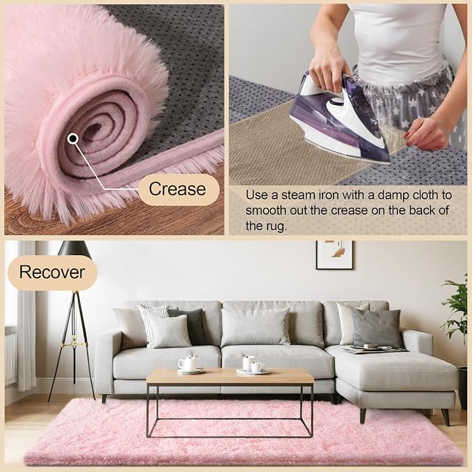 Mugorn Small Soft Shag Rugs for Bedroom, 4x6 Fluffy Area Rugs for Living Room
